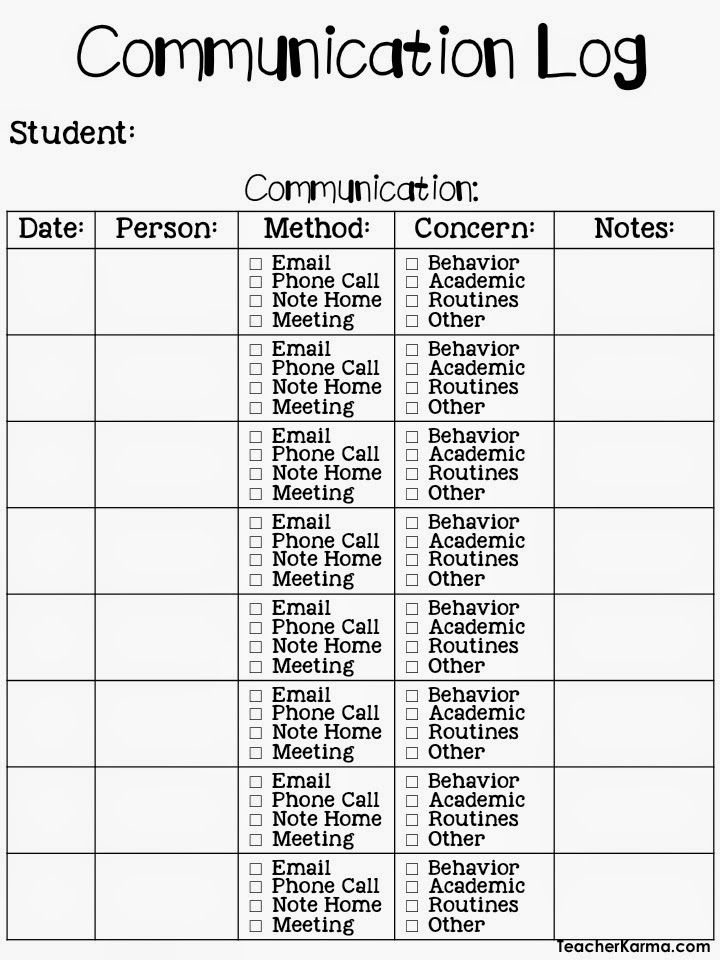parent teacher communication log pdf