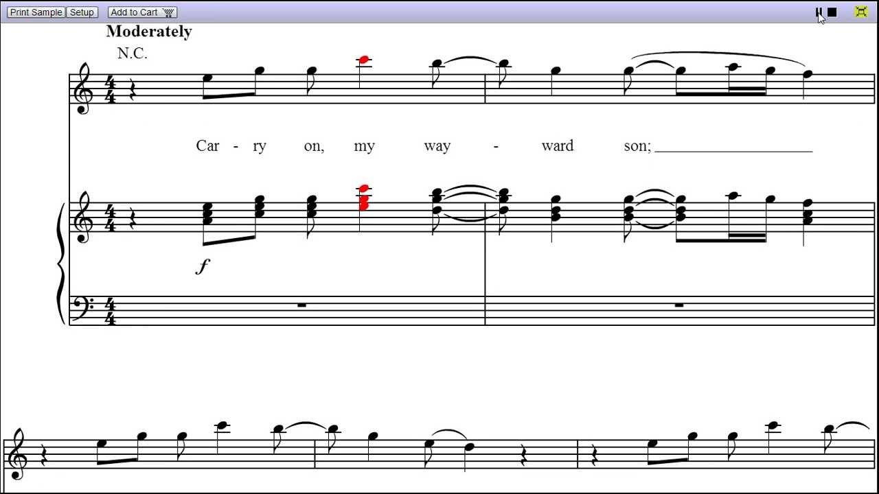 carry on wayward son piano sheet music pdf