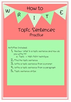 identifying topic sentence exercises pdf