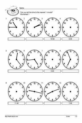 telling time to the minute pdf